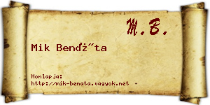 Mik Benáta névjegykártya